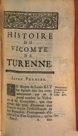 Histoire Du Vicomte De Turenne. 1