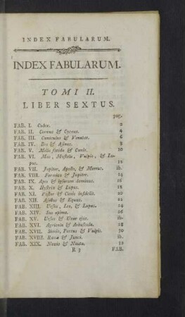 Index fabularum. Tomi II.