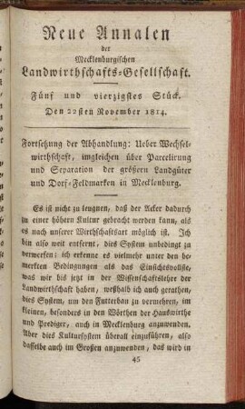 Fünf und vierzigstes Stück. Den 22sten November 1814.
