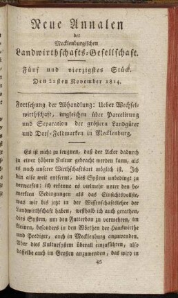 Fünf und vierzigstes Stück. Den 22sten November 1814.