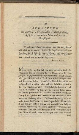 VII. Schriften von Mitgliedern der Deutschen Gesellschaft thätiger Beförderer der reinen Lehre und wahren Gottseligkeit.