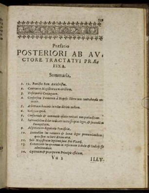 Præfatio Posteriori Ab Auctore Tractatui Præfixa.