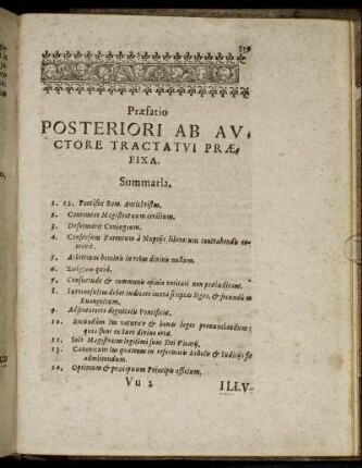 Præfatio Posteriori Ab Auctore Tractatui Præfixa.
