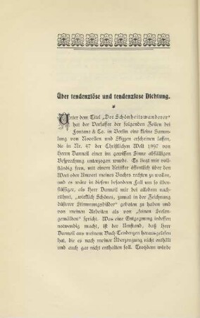 Über tendenziöse und tendenzlose Dichtung