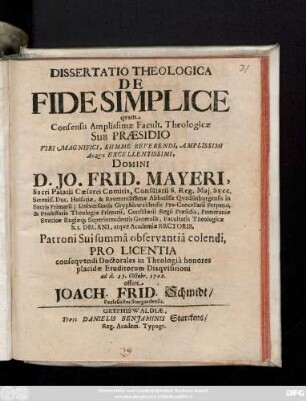 Dissertatio Theologica De Fide Simplice