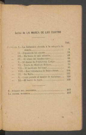 Índice de "La marca de los cuadros"