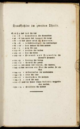 Druckfehler im zweiten Theile.