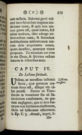 Caput IV. De Lectione spirituali.
