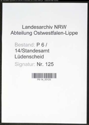 Heiratsregister Standesamt Lüdenscheid