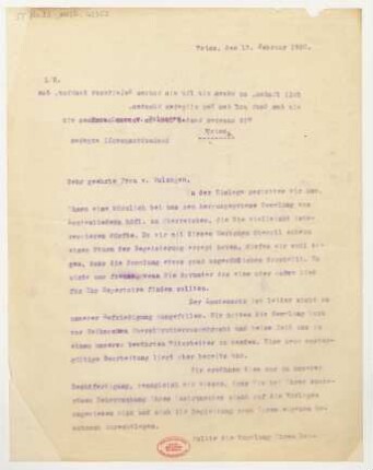 Brief an Elsa Laura von Wolzogen : 13.02.1920