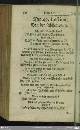 Die 48. Lection, Von der sechsten Bitte