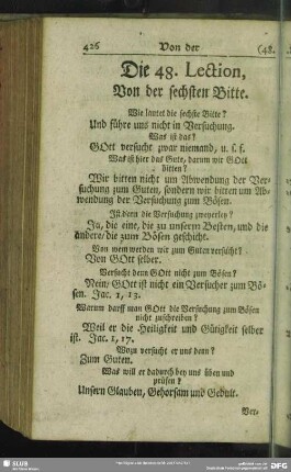 Die 48. Lection, Von der sechsten Bitte