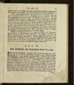 Art VI. Von Einschränk- und Bestraffung deren Excessen