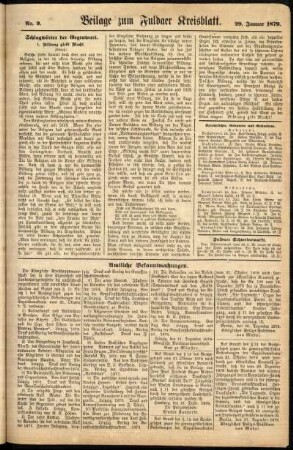 Zweite Ausgabe vom Mittwoch, den 29. Januar 1879.