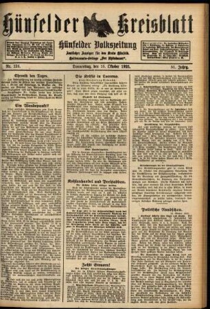 Ausgabe vom Donnerstag, den 15. Oktober 1925.