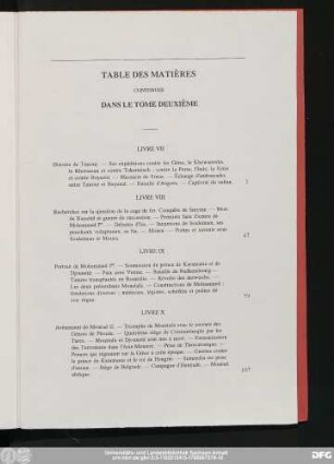 Table Des Matières Contenues Dans Le Tome Deuxième