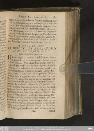 Epistola LX. Lovanii. Friderico, Et Alexandro Casimiro Sapiehis F. F. Palatinidis Witebscensibus.