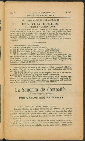 1921005202: La señorita de compañia : (novela original, inédita)