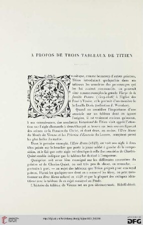 5. Pér. 8.1923: À propos de trois tableaux de Titien