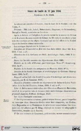 Séance du comité du 11 juin 1866