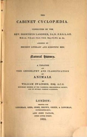A treatise on the geography and classification of animals
