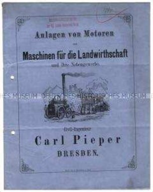 Landwirtschaftliche Maschinen von Civil-Ingenieur Carl Pieper