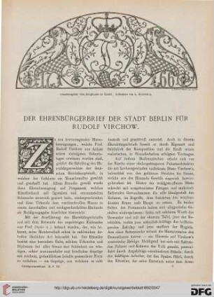 Der Ehrenbürgerbrief der Stadt Berlin für Rudolf Virchow