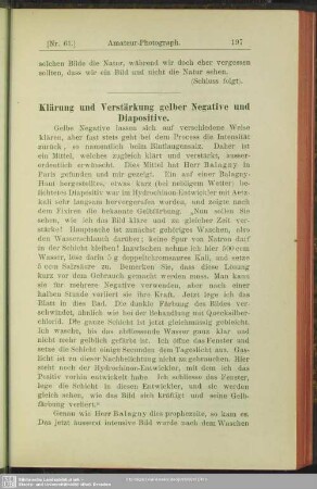 Klärung und Verstärkung gelber Negative und Diapositive