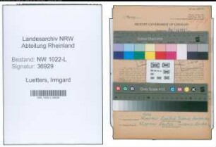 Entnazifizierung Irmgard Luetters , geb. 02.01.1910 ()