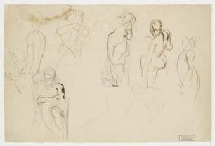 Studien für die Figuren der "Seine" und der "Rhône" sowie zur Pilasterdekoration des Salon du Roi