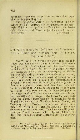 Versammlung der Geschichts- und Alterthums-Vereine Deutschlands in Mainz, vom 16. bis 19. September 1852