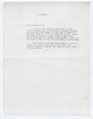 Brief von Gerhart Hauptmann an Selma Lagerlöf