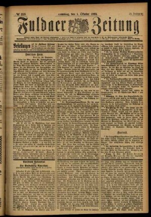 Ausgabe vom Samstag, den 01. Oktober 1892.