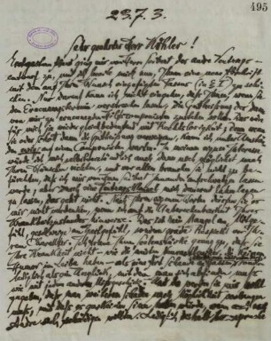 Brief an Bernhard Köhler