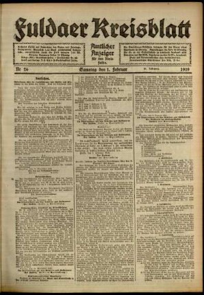 Ausgabe vom Samstag, den 01. Februar 1919.