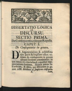 Sectio Prima. De Consequentia, ejúsque Regulis