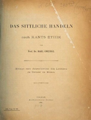 Das sittliche Handeln nach Kants Ethik