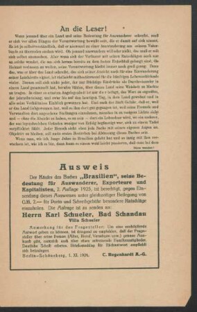An die Leser!