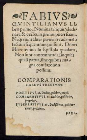 Fabius Quintilianus libro primo, Nomina (inquit) declinare ...