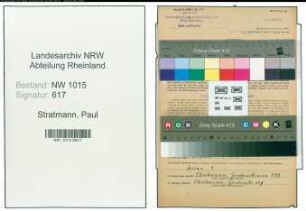 Entnazifizierung Paul Stratmann , geb. 04.09.1901 (Kaufmaennischer Angestellter)