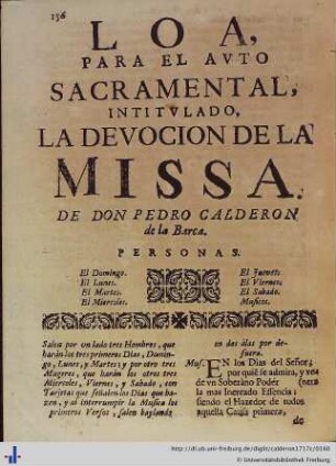 Loa para el Auto Sacramental La Devocion de la Missa.