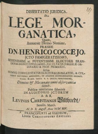 Dissertatio Iuridica, De Lege Morganatica