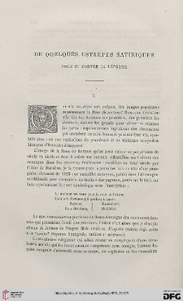 2. Pér. 8.1873: De quelques estampes satiriques pour et contre la Réforme, [1]