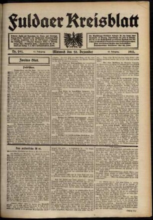 Zweite Ausgabe vom Mittwoch, den 20. Dezember 1911.