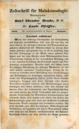 Zeitschrift für Malakozoologie, 3. 1846