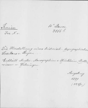 Alter Realkatalog (1501-1952), Teil Bayern, Buttenwiesen. Buttenwiesen - BSB Cbm Cat. 805(1 b Buttenwiesen