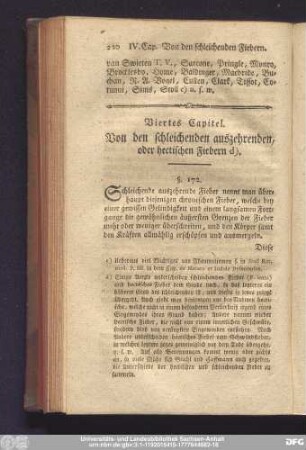 Viertes Capitel. Von den schleichenden auszehrenden, oder hectischen Fiebern.