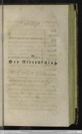 IV. Der Ritterschlag