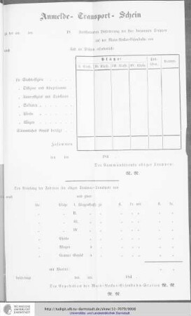 Anmelde-Transport-Schein
