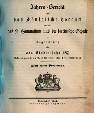 Jahres-Bericht. 1843/44 (1844)